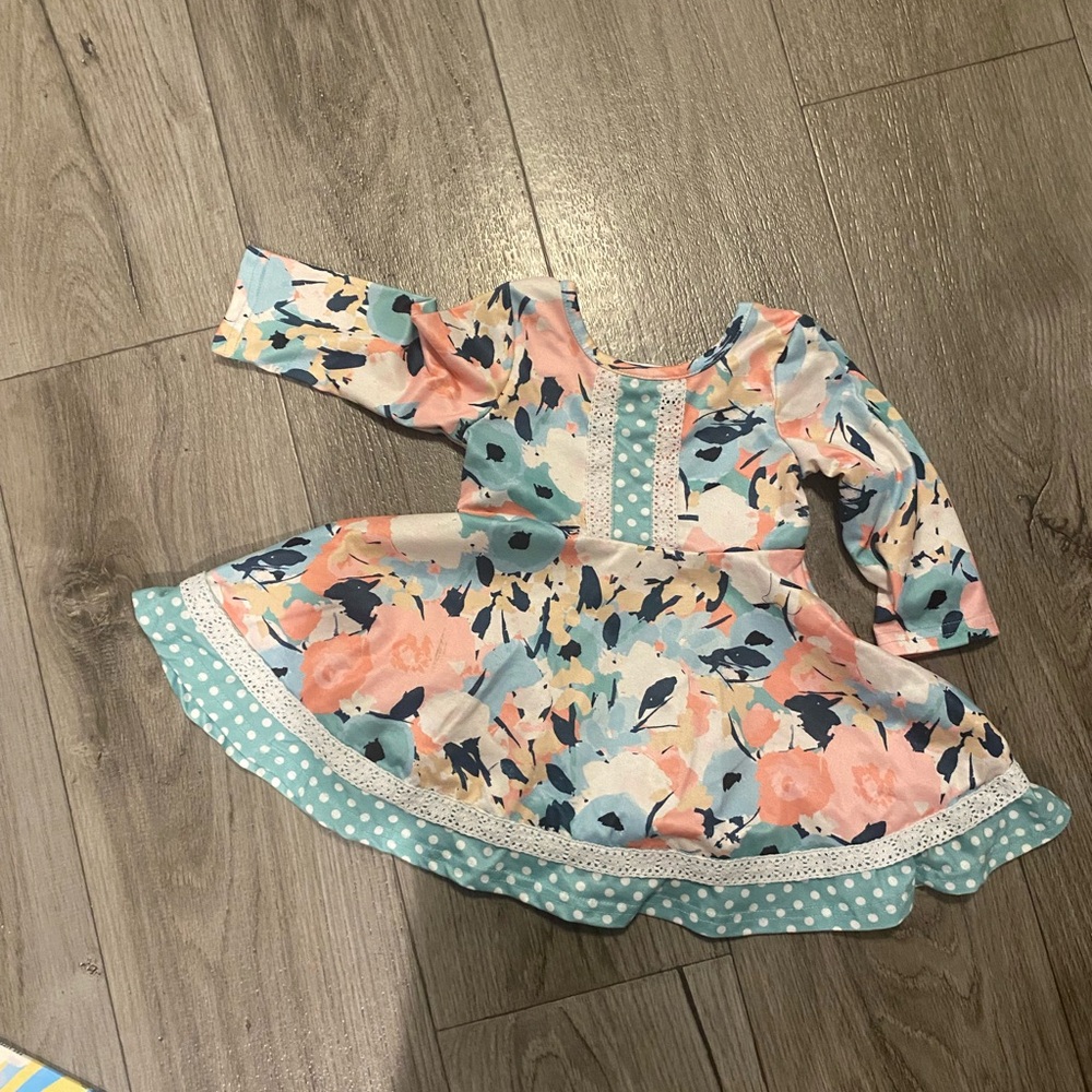 Little Miss Floral Dress - Pink and Blue